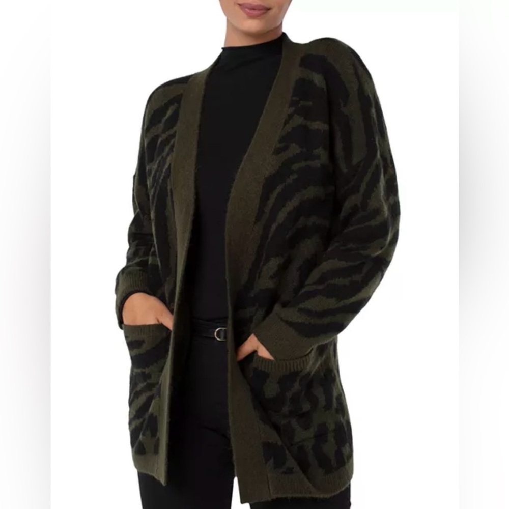 Liverpool Los Angeles Open Front Animal Print Cardigan, Size S